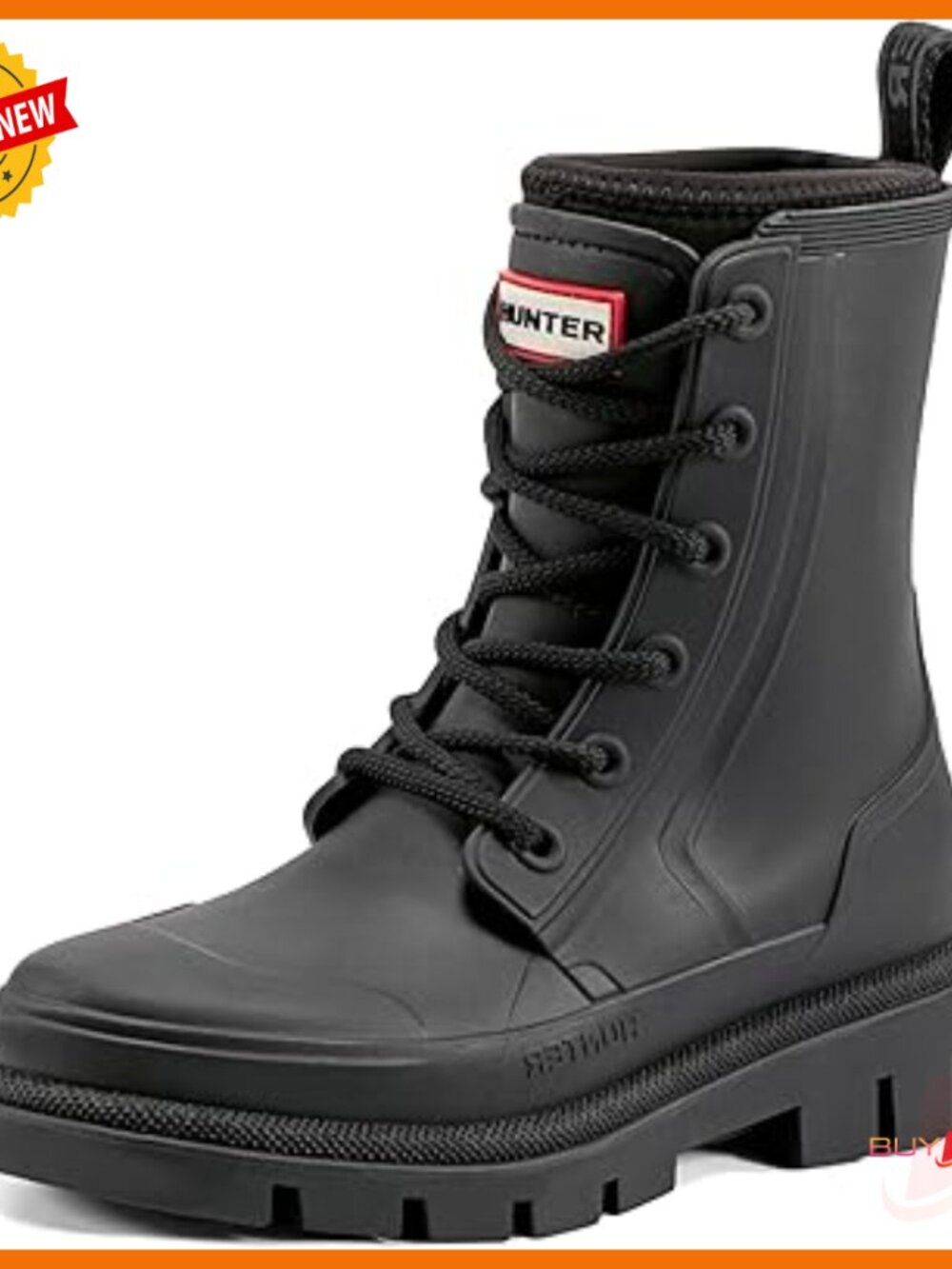 Waterproof Rain Boots Mid-Calf Lace-Up Neoprene Upper Cushioned Comfort